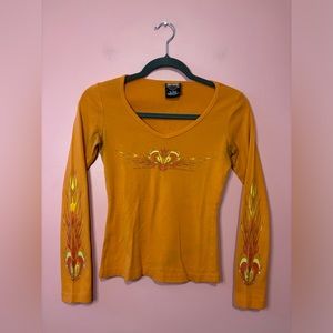 Y2K Harley Davidson Flaming Hearts LongSleeve